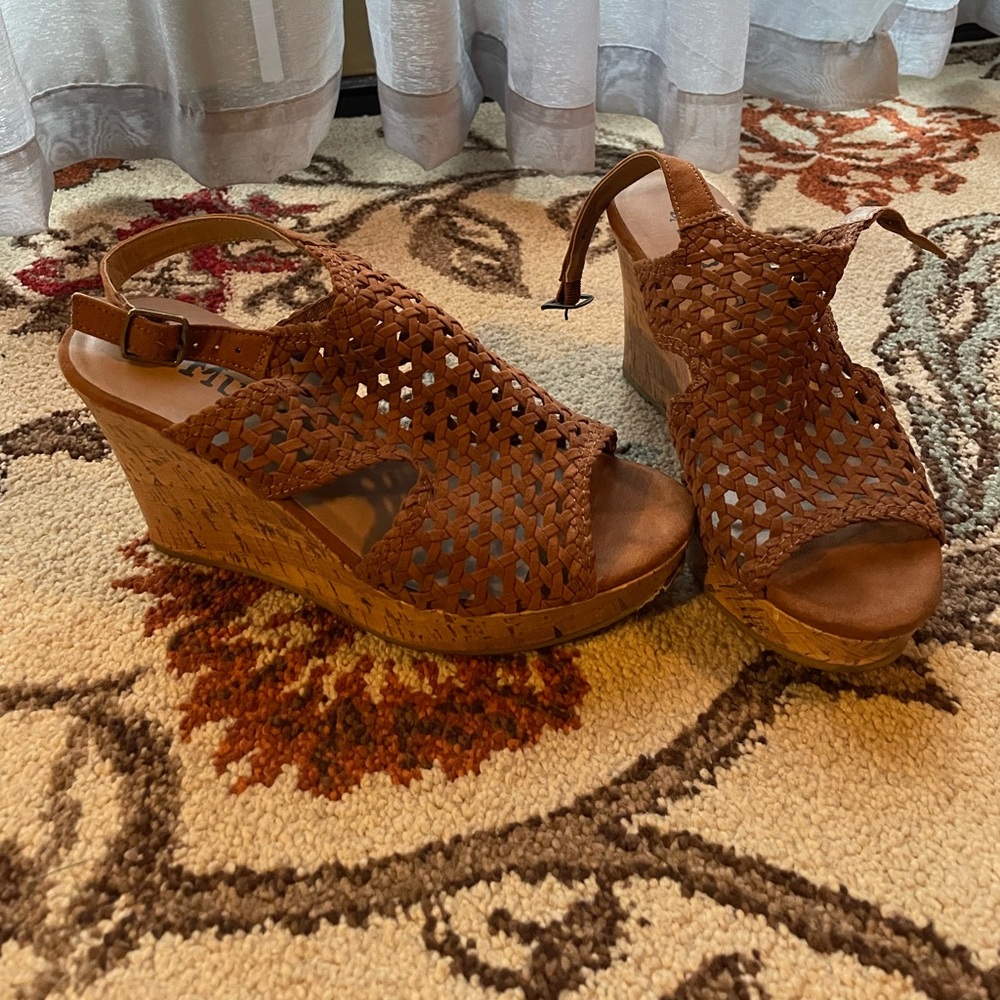 Brown wedge heels